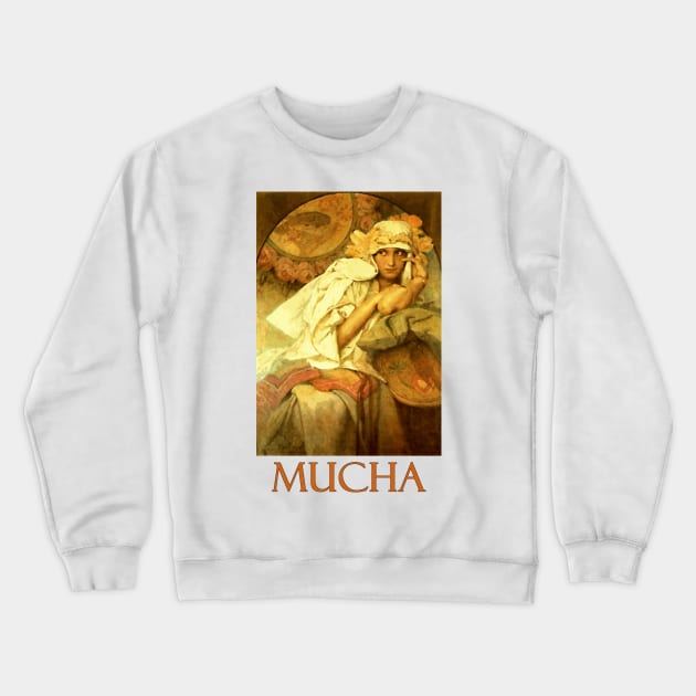 Muse by Alphonse Mucha Crewneck Sweatshirt by Naves